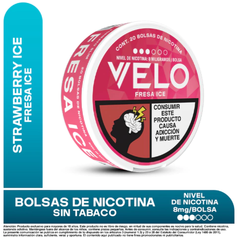 pouches de nicotina VELO Fresa ice 8mg 